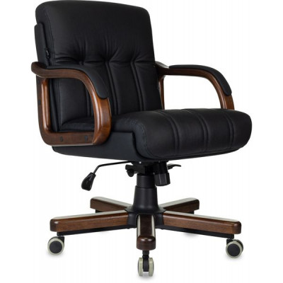 Кресло руководителя Бюрократ T-9932Walnut-Low низкая спинка, крестовина металл/дерево, кожа, чёрный Кресло руководителя Бюрократ T-9932Walnut-Low низкая спинка, крестовина металл/дерево, кожа, чёрный