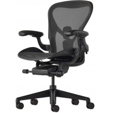 Кресло эргономичное Herman Miller Aeron C Large с подголовником, крестовина пластик, сетка, чёрный