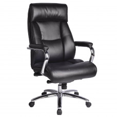 Кресло из натуральной кожи BRABIX PREMIUM "Phaeton EX-502", хром, черное, 530882