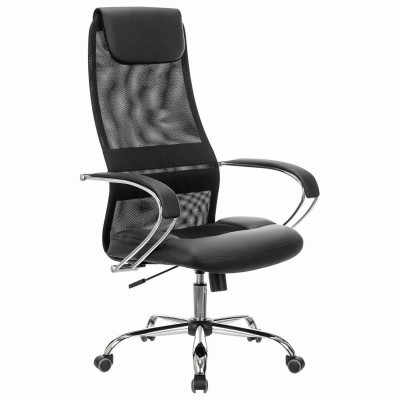Изображение: Кресло офисное BRABIX PREMIUM "Stalker EX-608 CH", хром, ткань-сетка/кожзам, черное, 532091