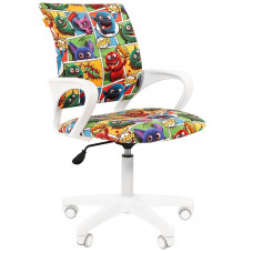 Кресло CHAIRMAN KIDS 103 LT белый пластик, велюр, монстры