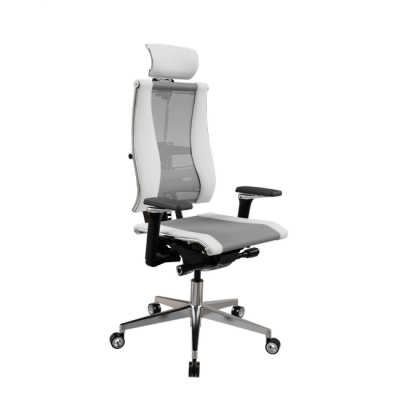 Изображение: Кресло МЕТТА Y 4DF B2-14D - YM93+Infinity /Kc09/Nc09/D15P/H13mL-3D(M26.B32.G25.W04) (Св.серый-Белый)
