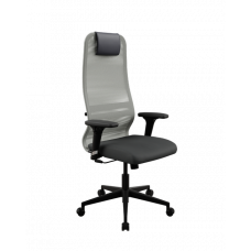 Кресло МЕТТА Sit 8 B1-8D - X1+UMF(X1) /Uh00/Wh00/D02P(M09.B11.G19.W02) (Св.серый-Черный)