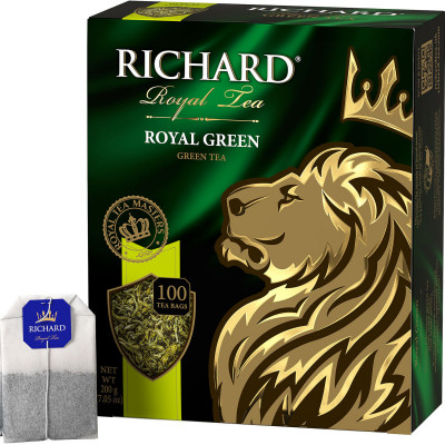 Изображение: Чай RICHARD "Royal Green" зеленый, 100 пакетиков по 2 г, 610150