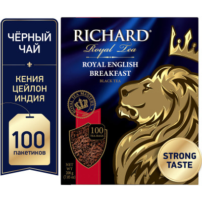 Изображение: Чай RICHARD "Royal English Breakfast" черный, 100 пакетиков по 2 г, 100270