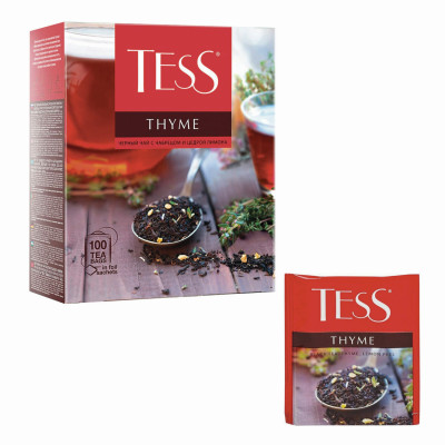 Изображение: Чай TESS "Thyme" черный с чабрецом и цедрой лимона, 100 пакетиков в конвертах по 2 г, 1185-09
