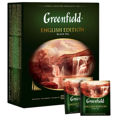 Изображение: Чай GREENFIELD "English Edition" черный цейлонский, 100 пакетиков в конвертах по 2 г, 1383-09