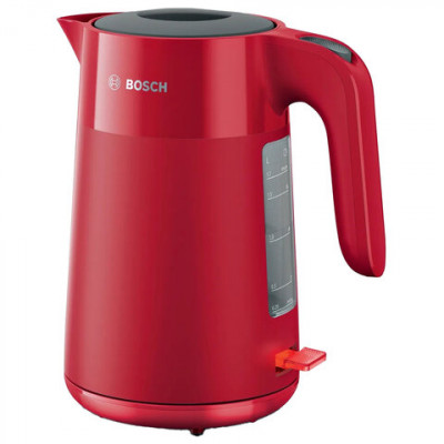 Изображение: Чайник BOSCH TWK 2M164, 1,7 л, 2400 Вт, закрытый нагревательный элемент, пластик, красный