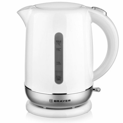Изображение: Чайник BRAYER BR1011, 1,7 л, 2200 Вт, закрытый нагревательный элемент, пластик, белый