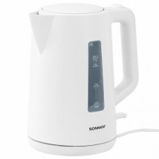 Чайник электрический SONNEN KT-1303, 1,7 л, 2200 Вт, пластик, белый, 456374