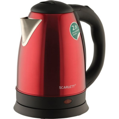 Изображение: Чайник SCARLETT SC-EK21S76, 2 л, 1800 Вт, закрытый нагревательный элемент, сталь, красный