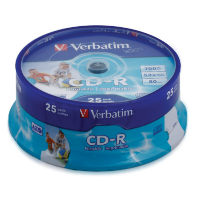 Изображение: Диск CD-R VERBATIM 700 Mb 52x Cake Box (упаковка на шпиле), КОМПЛЕКТ 25 шт.