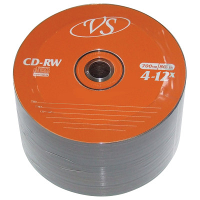 Изображение: Диск CD-RW VS 700 Mb 4-12x Bulk (термоусадка без шпиля), КОМПЛЕКТ 50 шт., VSCDRWB5001