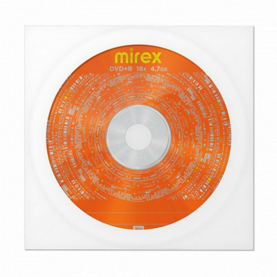 Изображение: Диск DVD+R (плюс) MIREX, 4,7 ГБ, 16x, бумажный конверт, 1 штука, UL130013A1C