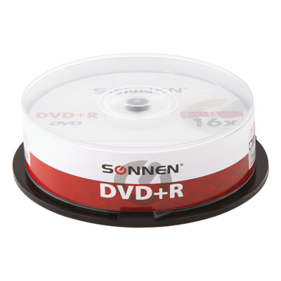 Изображение: Диск DVD+R SONNEN, 4,7 Gb, 16x, Cake Box (упаковка на шпиле), КОМПЛЕКТ 25 шт., 513532