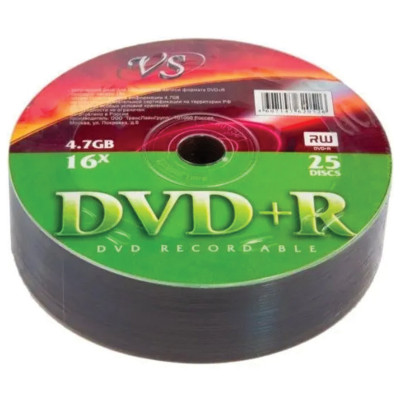 Изображение: Диск DVD+R (плюс) VS, 4,7 Гб, 16x, Bulk (термоусадка без шпиля), КОМПЛЕКТ 25 шт., VSDVD, VSDVDPRS2501
