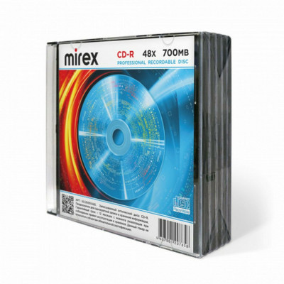 Изображение: Диск CD-R MIREX, 700 Мб, 48x, Slim Case, КОМПЛЕКТ 5 шт., UL120051A8F