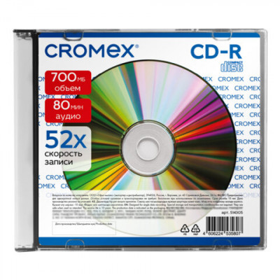 Диск CD-R CROMEX (КРОМЕКС), 700 Mb, 52x, Slim Case, 1 шт., 514305 Диск CD-R CROMEX (КРОМЕКС), 700 Mb, 52x, Slim Case, 1 шт., 514305
