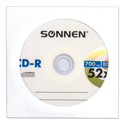 Изображение: Диск CD-R SONNEN, 700 Mb, 52x, бумажный конверт (1 штука), 512573