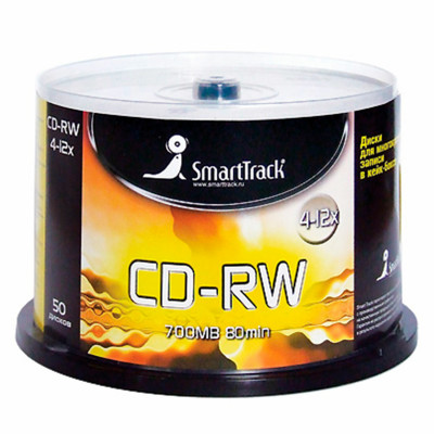 Изображение: Диск CD-RW SMARTTRACK, 700 Мб, 4-12x, Cake Box (упаковка на шпиле), КОМПЛЕКТ 50 шт., ST000200