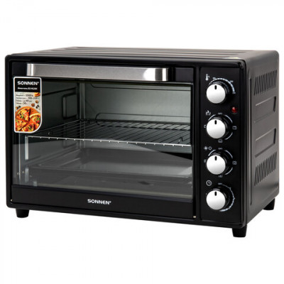 Изображение: Мини-печь электрическая SONNEN EO-HL38K, 2000 Вт, 38 л, 3 режима нагрева, режим конвекции, таймер, механическое управление, черная, 458306