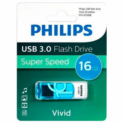 Изображение: Флеш-диск 16 GB PHILIPS VIVID, разъем USB 3.0, синий, FM16FD00B/97