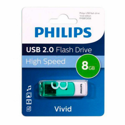Флеш-диск 8 GB PHILIPS VIVID, разъем USB 2.0, зеленый, FM08FD05B/97 Флеш-диск 8 GB PHILIPS VIVID, разъем USB 2.0, зеленый, FM08FD05B/97