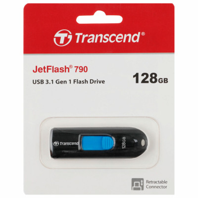 Изображение: Флеш-диск 128 GB TRANSCEND JetFlash 790, USB 3.1, черный, TS128GJF790K