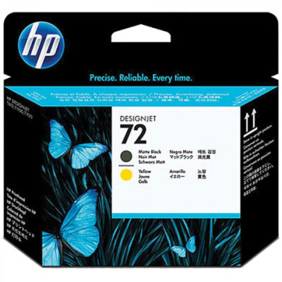 Изображение: Головка печатающая для плоттера HP (C9384A) Designjet T610/795/1100 и др., №72, черная матовая и желтая, оригинальная
