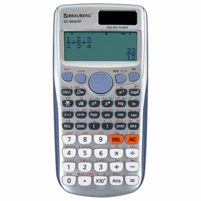 Изображение: Калькулятор инженерный BRAUBERG SC-991ESP (165х84 мм), 417 функций, 10+2 разрядов, двойное питание, 271725