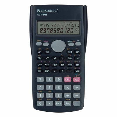 Изображение: Калькулятор инженерный BRAUBERG SC-82MS (158х85 мм), 240 функций, 10+2 разрядов, темно-синий, 271721