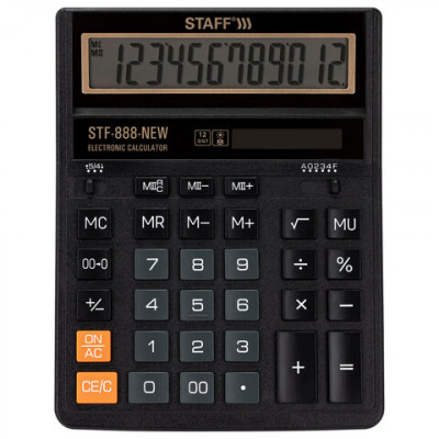 Изображение: Калькулятор настольный STAFF STF-888-New (202x158 мм), 12 разрядов, двойное питание, черный, 273831