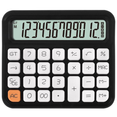 Изображение: Калькулятор настольный BRAUBERG KW-1000-BK (152x132 мм), 3D-кнопки, 12 разрядов, черный, 272956