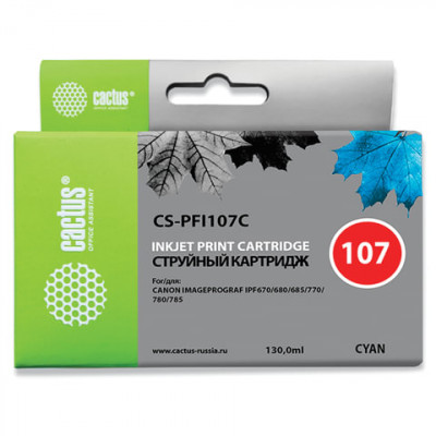 Изображение: Картридж струйный CACTUS (CS-PFI107C) для CANON PF680/685/780/785, голубой
