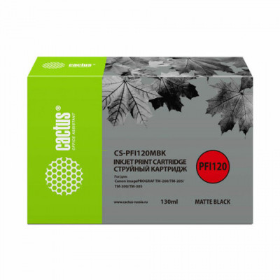 Изображение: Картридж струйный CACTUS (CS-PFI120MBK) для Canon imagePROGRAF TM-200/TM-205/TM-300, черный матовый