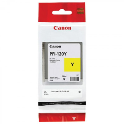 Изображение: Картридж струйный CANON (PFI-120Y) для imagePROGRAF TM-200/205/300/305, желтый, 130 мл, оригинальный, 2888C001