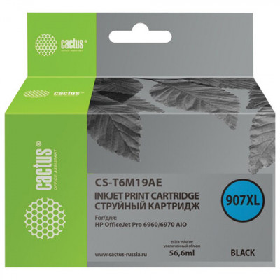 Изображение: Картридж струйный CACTUS (CS-T6M19AE) для HP OfficeJet Pro 6950/6960/6970, черный