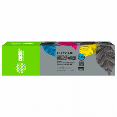 Изображение: Картридж струйный CACTUS (CS-F6V17AE) для HP Deskjet 2130/2134/2630/3637/3638/3630/3639, черный