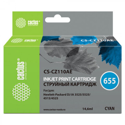 Изображение: Картридж струйный CACTUS (CS-CZ110AE) для HP Deskjet I3525/5525/4515/4525, голубой