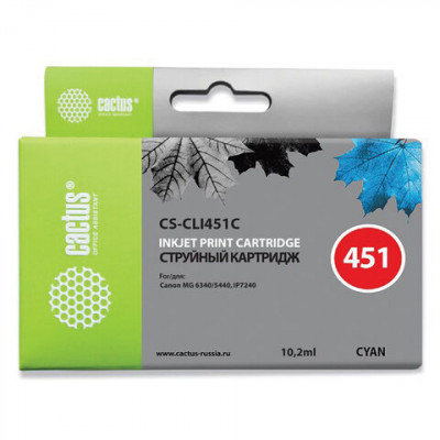 Изображение: Картридж струйный CACTUS (CS-CLI451C) для CANON Pixma iP7240, голубой