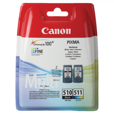 Изображение: Картридж струйный CANON (PG-510/CL-511) PIXMA MP240/250/260/MX320, оригинальный КОМПЛЕКТ 2 цвета, 264 страницы, 2970B010
