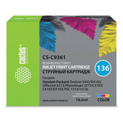 Изображение: Картридж струйный CACTUS (CS-C9361) для HP Officejet 6313/Photosmart C3183, цветной