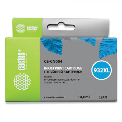 Изображение: Картридж струйный CACTUS (CS-CN054) для HP OfficeJet 6100/6600/6700, голубой
