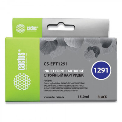 Изображение: Картридж струйный CACTUS (CS-EPT1291) для EPSON Stylus B42WD/BX305W/BX625WD, черный