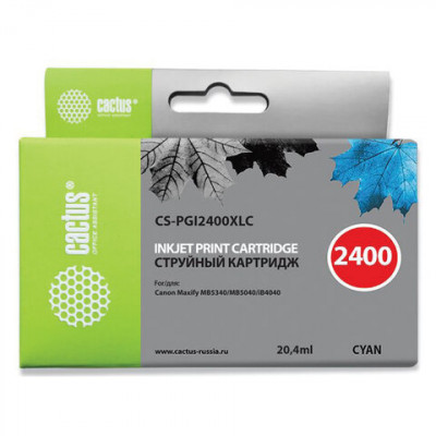 Изображение: Картридж струйный CACTUS (CS-PGI2400XLC) для CANON iB4040/MB5040/MB5340, голубой