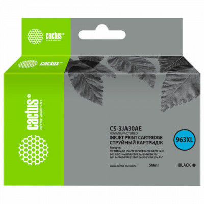 Изображение: Картридж струйный CACTUS (CS-3JA30AE) для HP OfficeJet Pro 9010/9010e/9012/9014, черный
