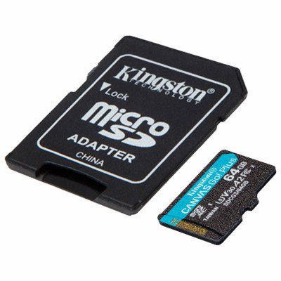 Изображение: Карта памяти microSDXC 64GB KINGSTON Canvas Go Plus UHS-I U3, 170 Мб/с (class 10), SDCG3/64GB