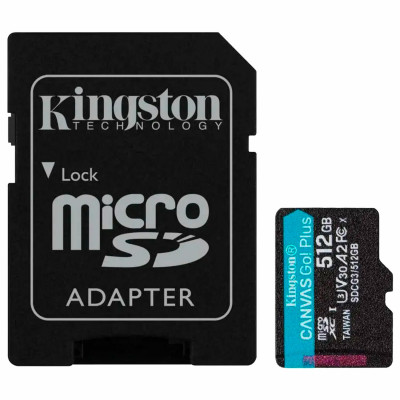 Карта памяти microSDXC 512 GB KINGSTON Canvas Go Plus, UHS-I U1, 170 Мб/с (class 10), с адаптером, SDCG3/512Gb Карта памяти microSDXC 512 GB KINGSTON Canvas Go Plus, UHS-I U1, 170 Мб/с (class 10), с адаптером, SDCG3/512Gb