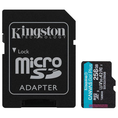 Изображение: Карта памяти microSDXC 256GB KINGSTON Canvas Go Plus UHS-I U3, 170 Мб/с (class 10), SDCG3/256GB