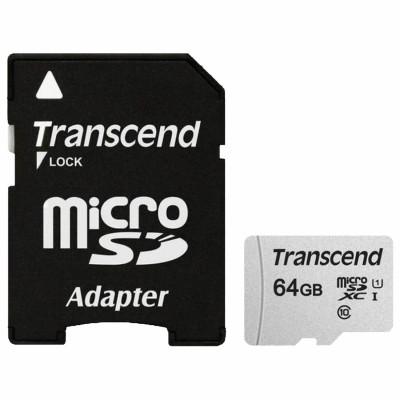Изображение: Карта памяти microSDXC 64 GB TRANSCEND UHS-I U1, 95 Мб/сек (class 10), адаптер, TS64GUSD300S-A